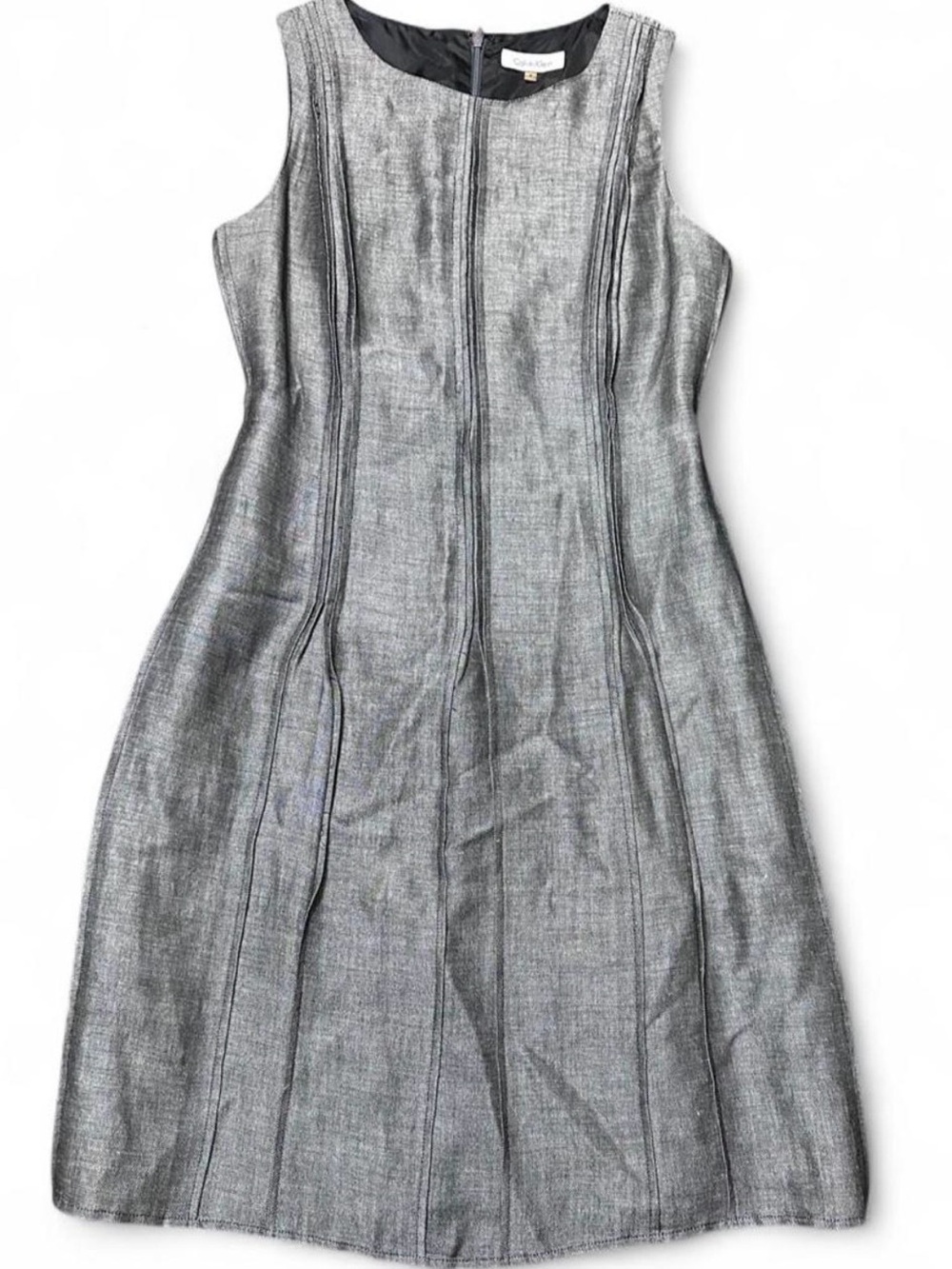 Calvin Klein Grey Pintuck Panel Sheath Dress
